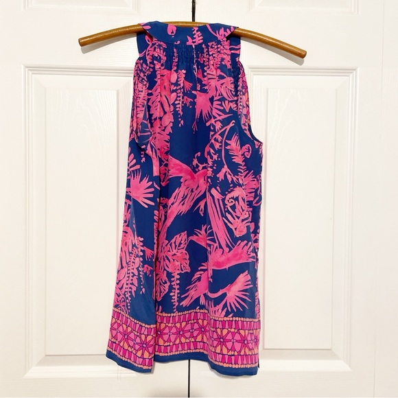 Lilly Pulitzer Bailey Silk Sleeveless Top Size XXS Indigo Night Caw Blouse Tank - Picture 7 of 8
